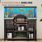 Hawsaiy  Fish Tank Stand with Power Outlet, Fits Up to 100 Gallon Aquarium, 800 lbs Capacity, Sliding Barn Doors, Adjustable Shelves, Storage for Fish Supplies, ETL Certified, Brown