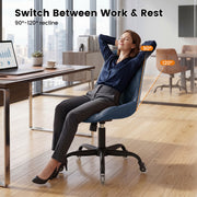 Hawsaiy Armless Office Chair with Rubber Wheels, PU Leather Desk Chair, Mid Back Adjustable Swivel Computer Chair, Small Space Vanity Task Chair
