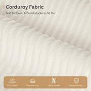 Nalupatio Modern Style Curved Sofa, Upholstery Corduroy Sofa Couch with 3 Pillows, Oversized Sleek Curved Sectional Boucle Fabric Couch for Living Room White