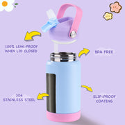 Hawsaiy 12oz Kids Insulated Water Bottle with Straw Lid, Leak-Proof Stainless Steel BPA-Free for School Boys and Girls