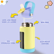 Hawsaiy 12oz Kids Insulated Water Bottle with Straw Lid, Leak-Proof Stainless Steel BPA-Free for School Boys and Girls