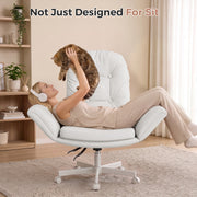 Hawsaiy Criss Cross Office Chair with Flip-Up Arms, Ergonomic Cross Legged Desk Chair, PU Leather Executive Computer Chair, 135° Reclining Plush Cushion, Pet-Friendly