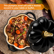 Hawsaiy 4.5 QT Pumpkin Shaped Cast Iron Dutch Oven, 360° Uniform Heating, Enameled Cast Iron Pot with Lid, Suitable for Most Stoves, Festive Cookware