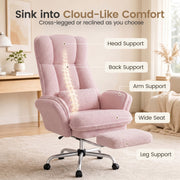 Hawsaiy Cross Legged Office Chair with Flip Armrests，Big and Tall Executive Office Chair, 135° Reclining Criss Cross Chair with Footrest & Lumbar Pillow
