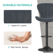 Hawsaiy Adjustable Upholstered Bar Stools Set of 2/4,Modern Counter Height Swivel Bar Chairs with High Backrest, Faux Leather Padded Seat for Kitchen Island