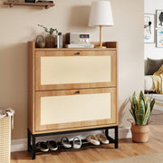 Hawsaiy Slim Entryway Shoe Storage Cabinet with 2/3 Flip Drawers, Narrow Freestanding Shoe Organizer Holds 16–20 Pairs, Space-Saving Wooden Shoe Rack for Hallway, Foyer