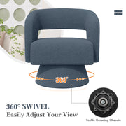 Hawsaiy Swivel Barrel Accent Chair Set of 1/2, Linen Fabric Upholstered Armchair with Wood Frame & Spring Support,Modern Comfy Lounge Sofa Chair with Round Back for Reading Living Room Bedroom