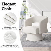 Nalupatio Swivel Barrel Accent Chair, Linen Fabric Upholstered Armchair with Wood Frame & Spring Support,Modern Comfy Lounge Sofa Chair with Round Back for Reading Living Room Bedroom,Beige