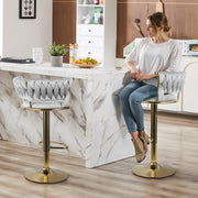 Hawsaiy Modern Velvet Bar Stool Set of 2/4 with Woven Back and Footrest for Kitchen, Bar, and Dining Spaces