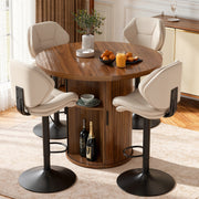 Hawsaiy Swivel Bar Stools Set of 2/4, Adjustable Height Faux Leather Bar Stools with Back, Double-Layer Upholstered Counter Height Bar Chairs for Kitchen Island