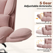 Hawsaiy Big and Tall Office Chair, Flip Armrests with Side Pockets, Comfy Criss Cross Office Chair with Extra-Wide Plush Seat, 150° Reclining Executive Office Chair, Chenille Upholstery