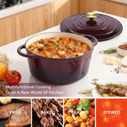 Hawsaiy 6QT Enameled Cast Iron Dutch Oven, Non-Stick, Dual Handles, with Lid for Baking & Cooking
