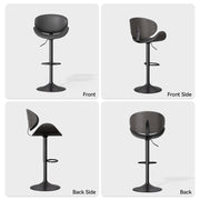 Nalupatio Swivel Bar Stools Set of 2, PU Leather Upholstered Bentwood Barstools with Back & Footrest,Seat Adjustable Height 23.5-32.5IN Counter Height Bar Chairs for Bar Kitchen Dining Room,Black