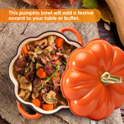Hawsaiy 4.5 QT Pumpkin Shaped Cast Iron Dutch Oven, 360° Uniform Heating, Enameled Cast Iron Pot with Lid, Suitable for Most Stoves, Festive Cookware