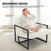 Hawsaiy Accent Chair with Metal Frame, Teddy Fleece Living Room Chairs with Foam Seat Cushions, Comfy Reading Armchair for Bedroom