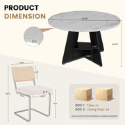 Hawsaiy 5 Piece Round Dining Table Set for 4, 47.3