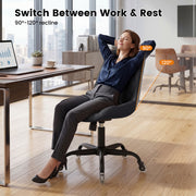 Hawsaiy Armless Office Chair with Rubber Wheels, PU Leather Desk Chair, Mid Back Adjustable Swivel Computer Chair, Small Space Vanity Task Chair