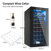 Hawsaiy 32 Bottle Wine Cooler,Digital Temperature Control Wine Refrigerator with Interior LED Light, Glass Door