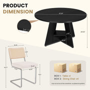 Hawsaiy 5 Piece Round Dining Table Set for 4, 47.3