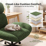 Hawsaiy Criss Cross Office Chair with Flip-Up Arms, Wide Seat Desk Chair with Adjustable Headrest, 135° Reclining Ergonomic Office Chair with Plush Fabric Cushion