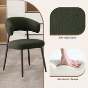 Hawsaiy Dining Chairs Set of 2/4/6, Mid Century Modern Boucle Upholstered Dining Chairs with Curved Backrest, Kitchen Dining Room Chairs with Black Metal Legs