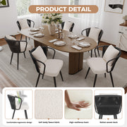 Hawsaiy Rattan Dining Chairs Set of 2, Upholstered Cane Back Kitchen Chairs with Metal Legs & Throw Pillow, Mid Century Modern Farmhouse Dining Room Chairs