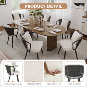 Hawsaiy Rattan Dining Chairs Set of 2, Upholstered Cane Back Kitchen Chairs with Metal Legs & Throw Pillow, Mid Century Modern Farmhouse Dining Room Chairs