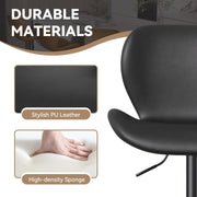 Nalupatio Swivel Bar Stools Set of 2,PU Leather Upholstered Barstools with Back & Footrest, Seat Adjustable Height 22.2-31IN Counter Height Bar Chairs for Bar Kitchen Island,Whiskey Brown