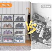 Hawsaiy 12 Pieces Transparent Acrylic Patchwork Shoe Box, Easy Installation, Stackable Ventilated Shoe Cabinet, Suitable for Shoe Storage, Sturdy and Durable