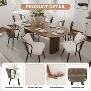 Hawsaiy Rattan Dining Chairs Set of 2, Upholstered Cane Back Kitchen Chairs with Metal Legs & Throw Pillow, Mid Century Modern Farmhouse Dining Room Chairs