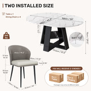 Hawsaiy Extendable Round to Oval Dining Table Set for 4, Space-Saving Wooden Table with Hidden Storage, Expandable Dining Table with Faux Leather Chairs