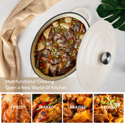 Hawsaiy Enameled Oval Dutch Oven Pot with Lid and Dual Handles, Cast Iron Dutch Oven for Cooking, Bread Baking, Non-stick Enamel Coated Cookware