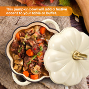 Hawsaiy 4.5 QT Pumpkin Shaped Cast Iron Dutch Oven, 360° Uniform Heating, Enameled Cast Iron Pot with Lid, Suitable for Most Stoves, Festive Cookware