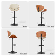 Nalupatio Swivel Bar Stools Set of 2, PU Leather Upholstered Bentwood Barstools with Back & Footrest,Seat Adjustable Height 23.5-32.5IN Counter Height Bar Chairs for Bar Kitchen Dining Room,Black