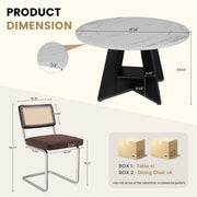 Hawsaiy 5 Piece Round Dining Table Set for 4, 47.3