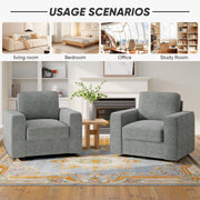 Hawsaiy Swivel Accent Chair, Cozy Linen Reading Chair for Adults, Comfy Single Sofa Chair with Extra Wide Armrests, Mid-Century Modern Arm Chair for Living Room, Bedroom, Office