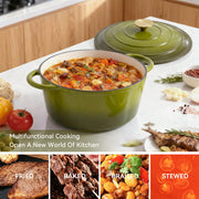 Hawsaiy 6QT Enameled Cast Iron Dutch Oven, Non-Stick, Dual Handles, with Lid for Baking & Cooking