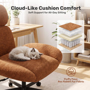 Hawsaiy Criss Cross Office Chair with Flip-Up Arms, Wide Seat Desk Chair with Adjustable Headrest, 135° Reclining Ergonomic Office Chair with Plush Fabric Cushion