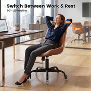 Hawsaiy Armless Office Chair with Rubber Wheels, PU Leather Desk Chair, Mid Back Adjustable Swivel Computer Chair, Small Space Vanity Task Chair