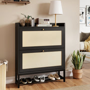 Hawsaiy Slim Entryway Shoe Storage Cabinet with 2/3 Flip Drawers, Narrow Freestanding Shoe Organizer Holds 16–20 Pairs, Space-Saving Wooden Shoe Rack for Hallway, Foyer