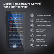 Hawsaiy 32 Bottle Wine Cooler,Digital Temperature Control Wine Refrigerator with Interior LED Light, Glass Door