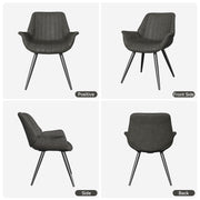 Hawsaiy Mid Century Modern Faux Leather Dining Chair Set of 2/4 with Upholstered Seat and Metal Legs