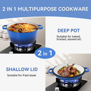 Kerilyn 2-in-1 Heavy-Duty Cast Iron Dutch Oven Pot - Kitchen & Dining Essential for Bread Baking, Cooking, Stewing - Nonstick, Oven Safe Up to 500°F, Dual Handles, Works on All Stovetops, Easy Cleaning, Durable Construction