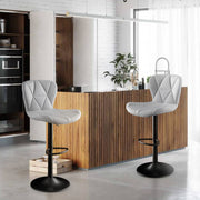 Nalupatio Modern Bar Stools Set of 2, Adjustable Faux Leather Upholstered Swivel Bar Stools, Counter Height Bar Chairs with Back for Kitchen Island, Black