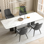 Nalupatio Modern Dining Chairs Set of 2, Comfortable Dining Room Chairs with Thick Cushions, Fabric Upholstered Side Chairs with Metal Legs for Kitchen, Black