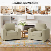 Hawsaiy Swivel Accent Chair, Cozy Linen Reading Chair for Adults, Comfy Single Sofa Chair with Extra Wide Armrests, Mid-Century Modern Arm Chair for Living Room, Bedroom, Office