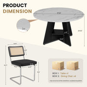Hawsaiy 5 Piece Round Dining Table Set for 4, 47.3