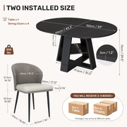 Hawsaiy Extendable Round to Oval Dining Table Set for 4, Space-Saving Wooden Table with Hidden Storage, Expandable Dining Table with Faux Leather Chairs