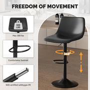 Hawsaiy Modern Swivel Bar Stools Set of 2/4, Adjustable Faux Leather Counter Height Chairs with Back for Kitchen Island