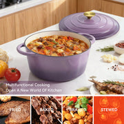 Hawsaiy 6QT Enameled Cast Iron Dutch Oven, Non-Stick, Dual Handles, with Lid for Baking & Cooking